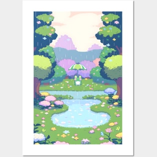 Frog Pixel Art In Japanese Spring Aesthetic Posters and Art